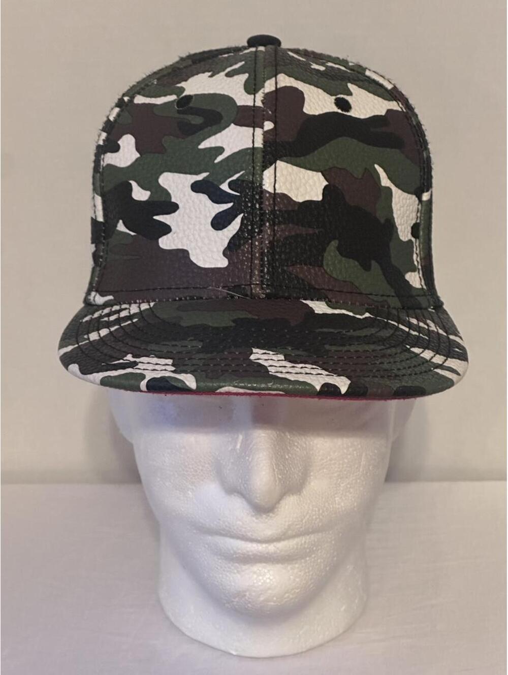 PUGS camouflage faux leather adjustable redlined brim.
